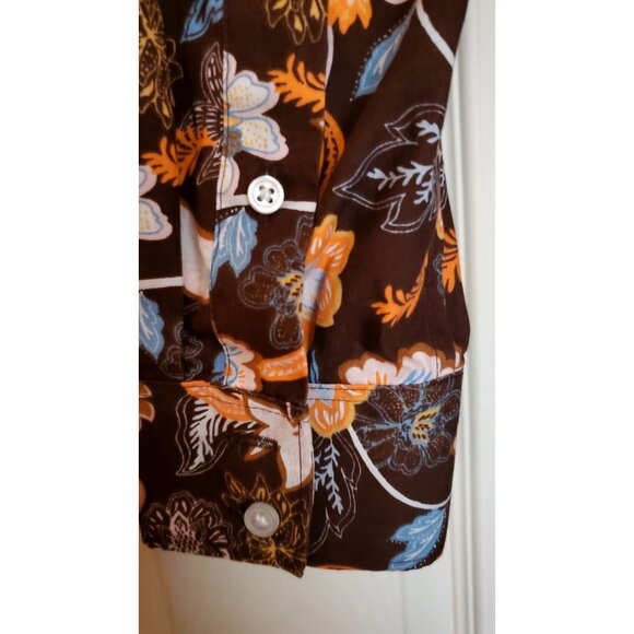 Lands End Womens No Iron Supima Cotton Floral Button-Up Shirt Size 4 - Picture 4 of 10